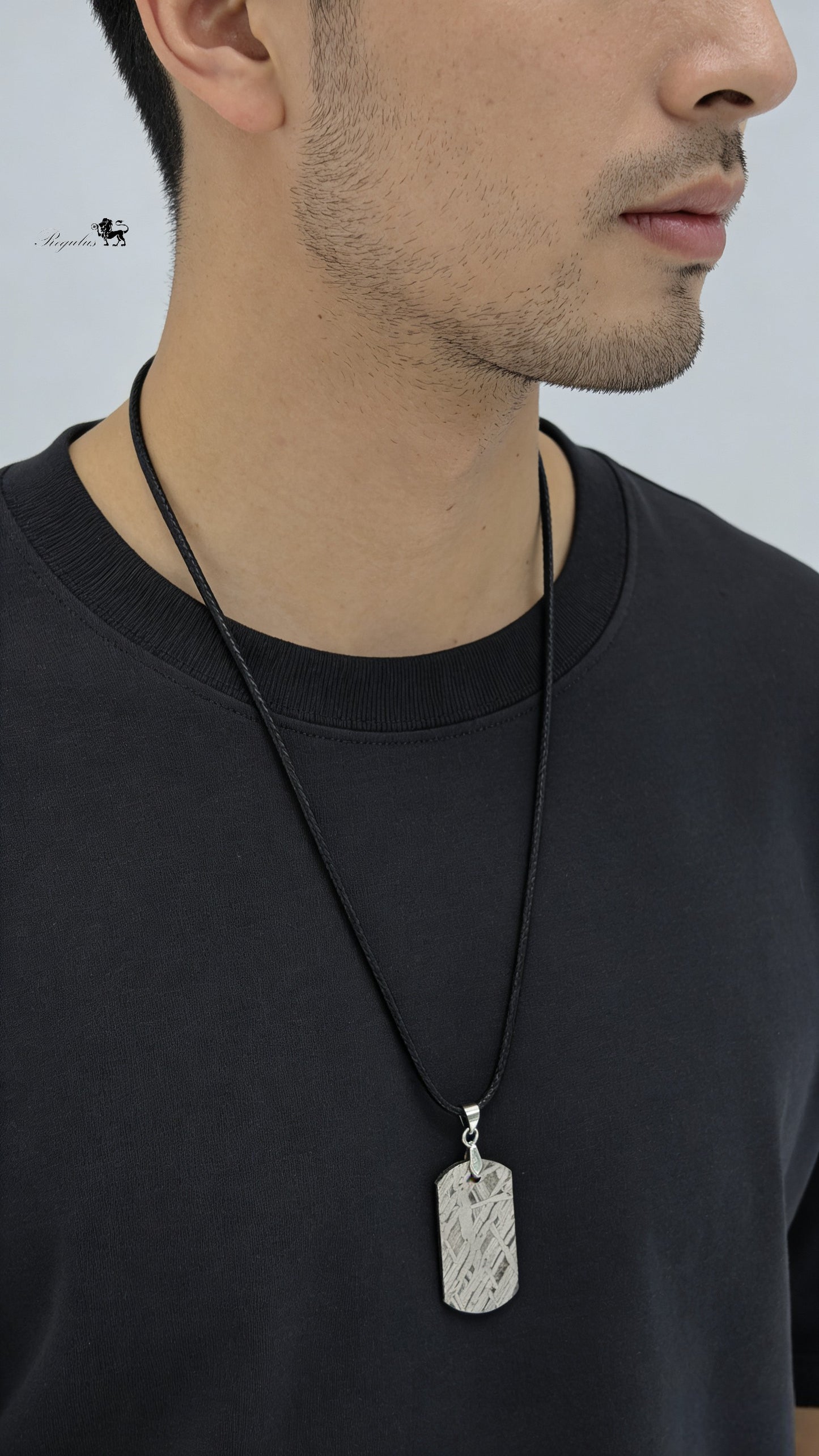 Meteorite Dog Tag Pendant, 4.5 Billion Year Old Space Amulet, Raw Universe Jewelry