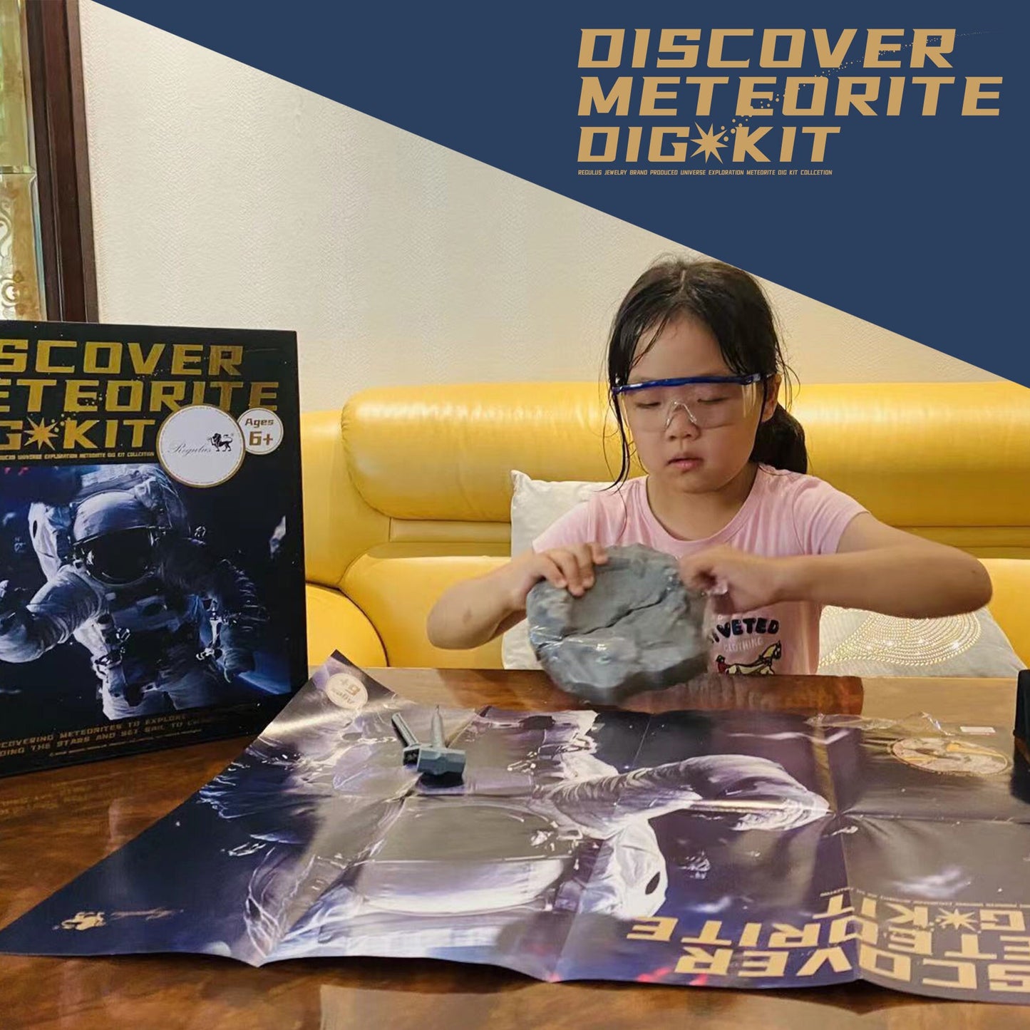 Dig Kit,Children's Toys,Holiday Gifts,Real Meteorite Specimens Including Tektite, Stone Meteorites,Iron Meteorites,STEM Toys