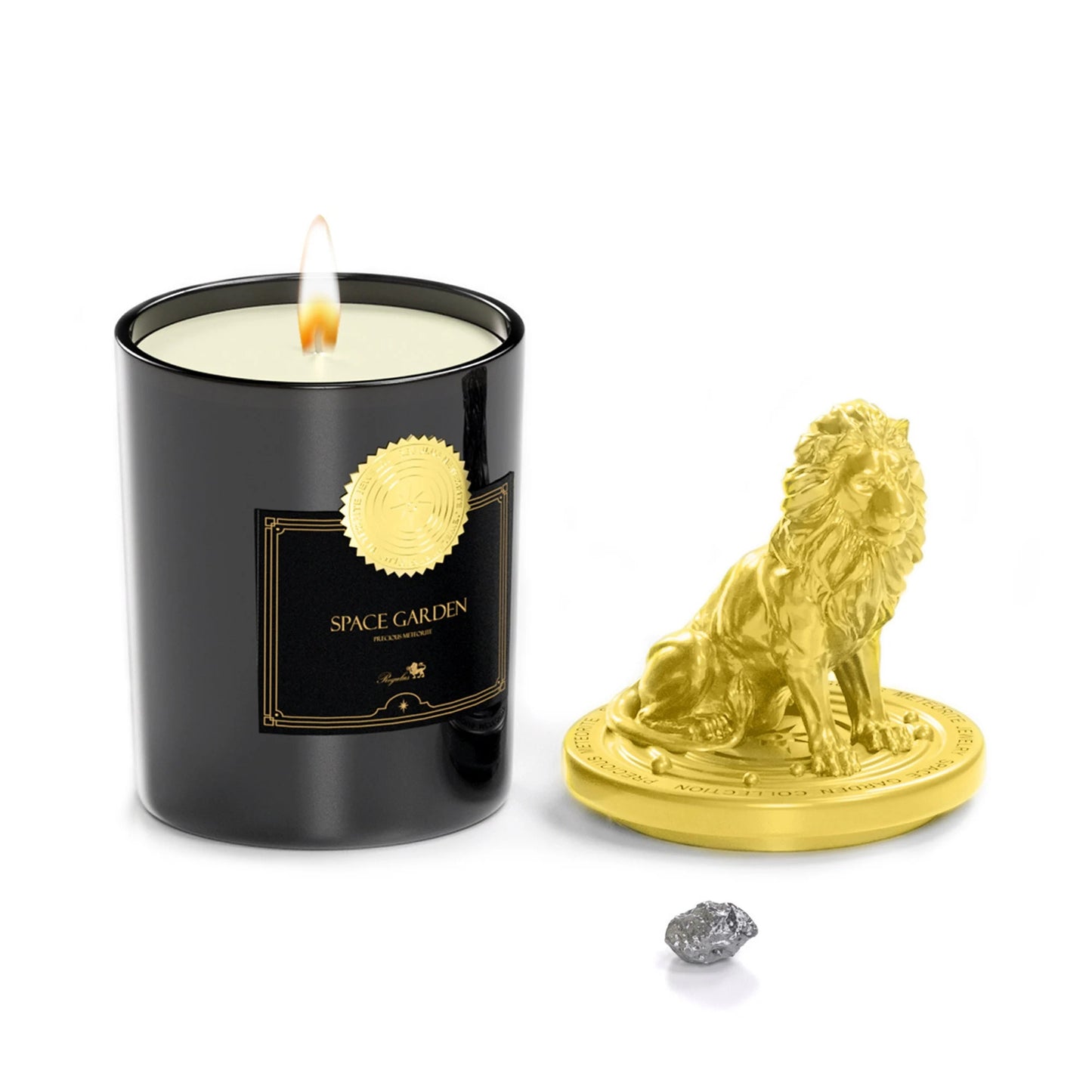 Meteorite Candle,Amber Candle,Campo Del Cielo with Candle,Amber Sandalwood Fragrance,Pure Natural Soy Wax,SPACE GARDEN,