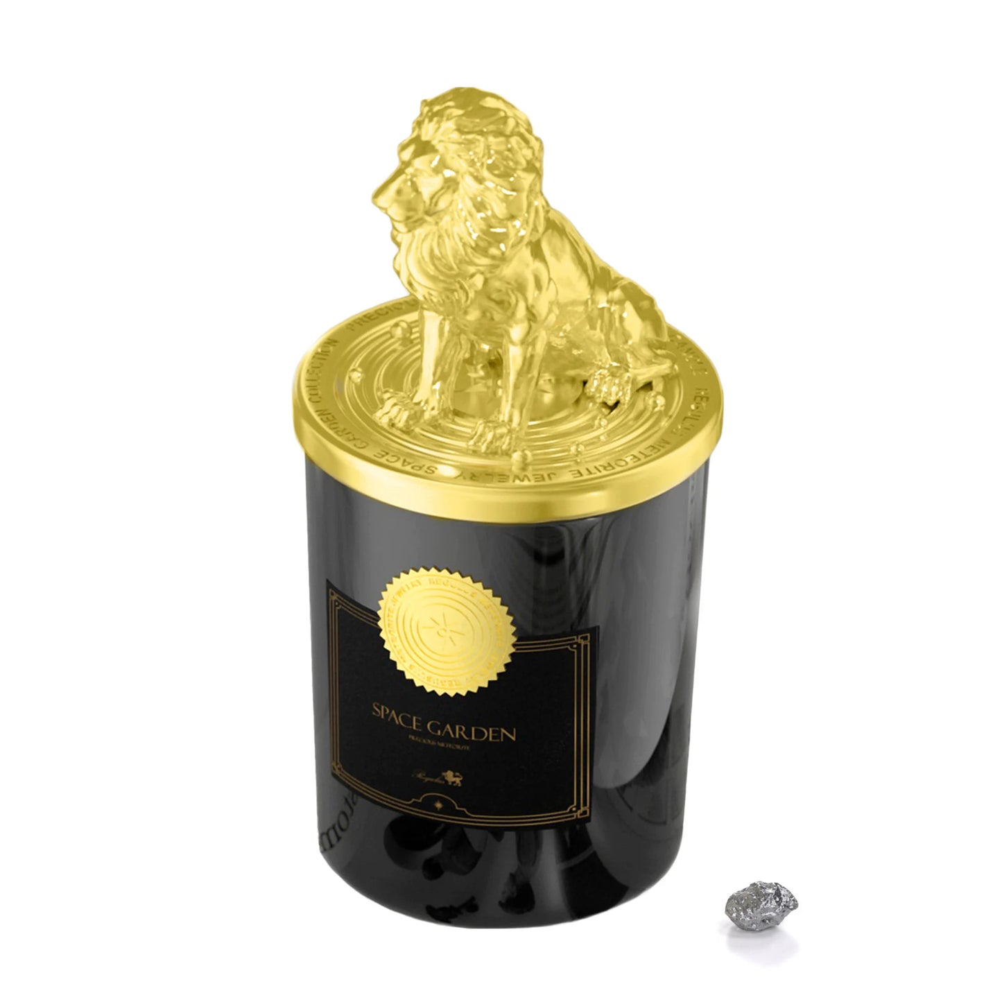 Meteorite Candle,Amber Candle,Campo Del Cielo with Candle,Amber Sandalwood Fragrance,Pure Natural Soy Wax,SPACE GARDEN,