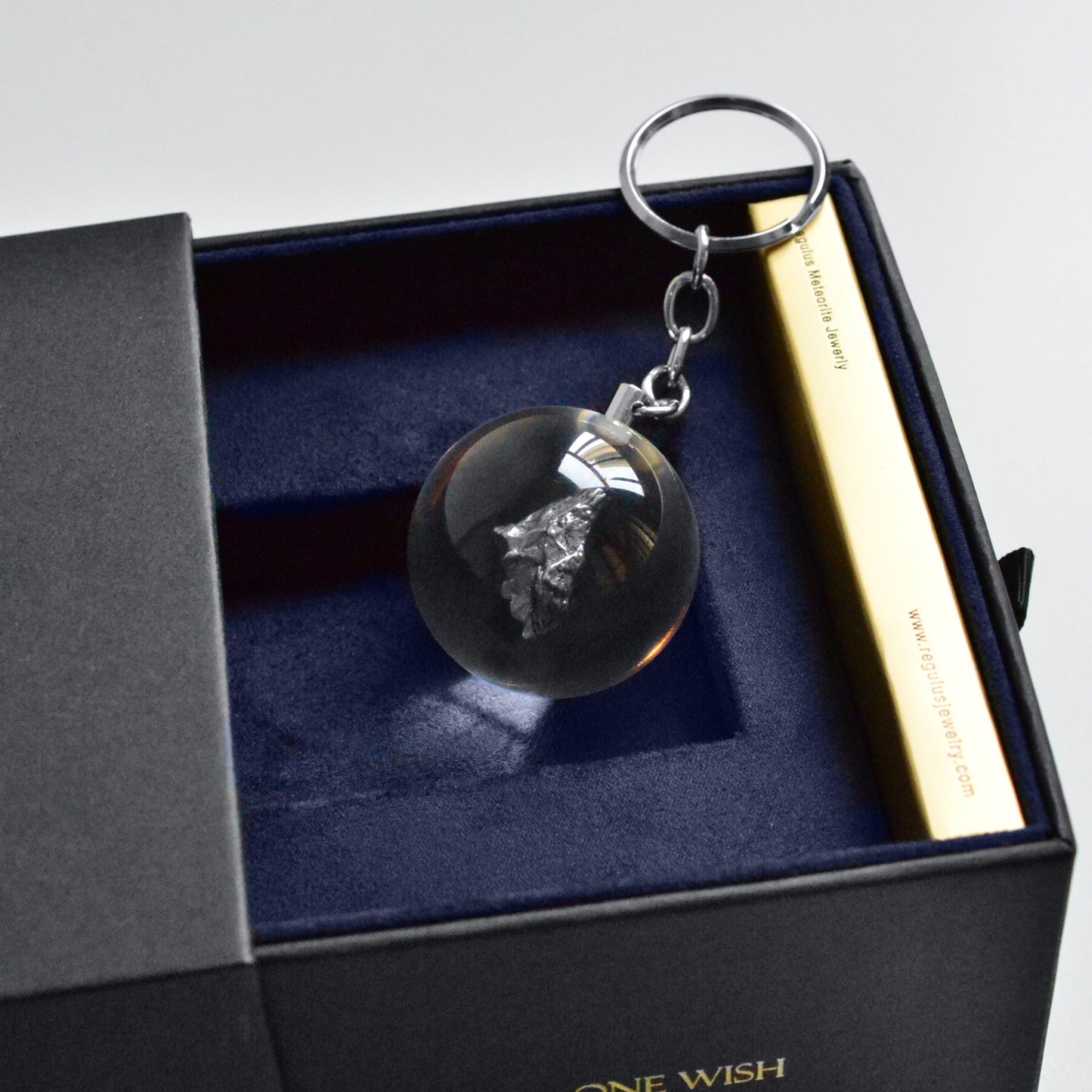 Meteorite Key chain,Campo Del Cielo iron meteorite Inside Crystal Ball,Outer Space Gift