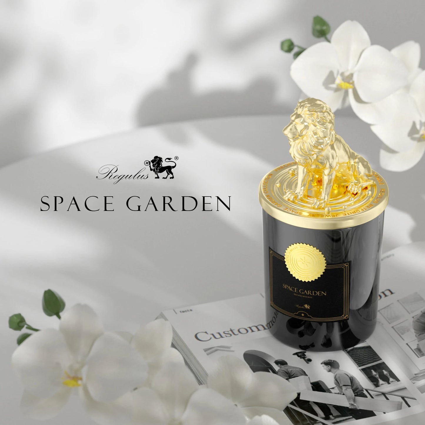 Meteorite Candle,Amber Candle,Campo Del Cielo with Candle,Amber Sandalwood Fragrance,Pure Natural Soy Wax,SPACE GARDEN,