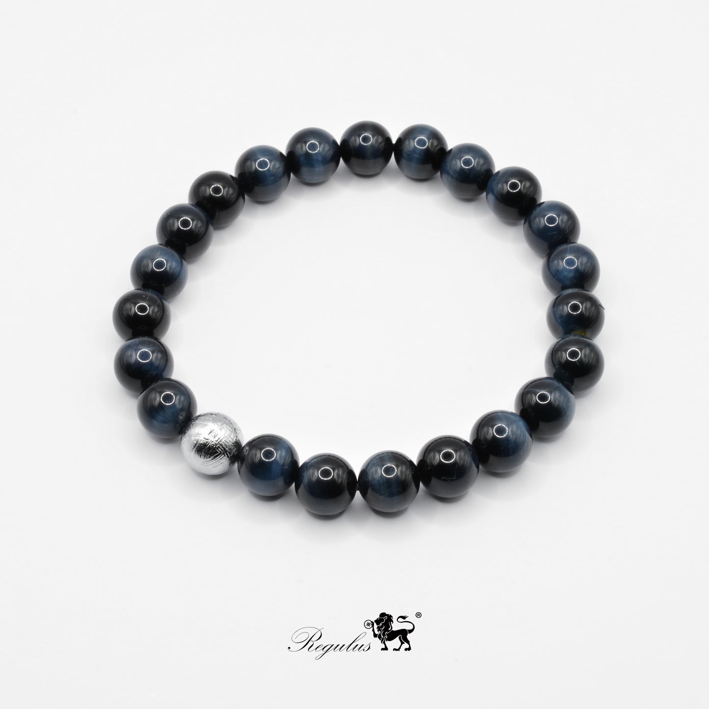 Swedish Muonionalusta Iron Meteorite Widmanstätten pattern, Natural Perfect Eagle eye, 8mm Men's Bracelet