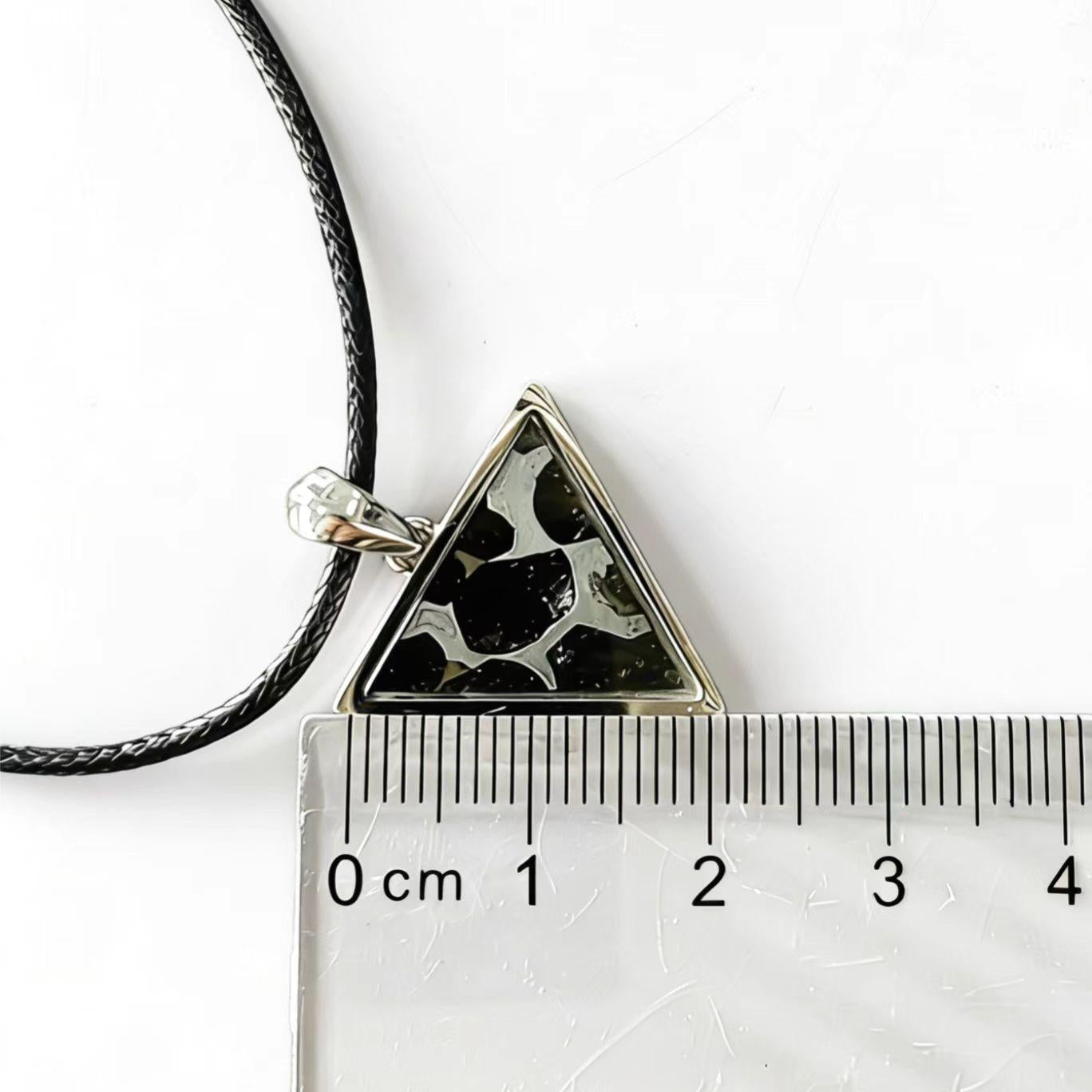 Pallasite Meteorite Triangle Pendant – Cosmic Olivine Crystal Jewelry, Outer Space Gift