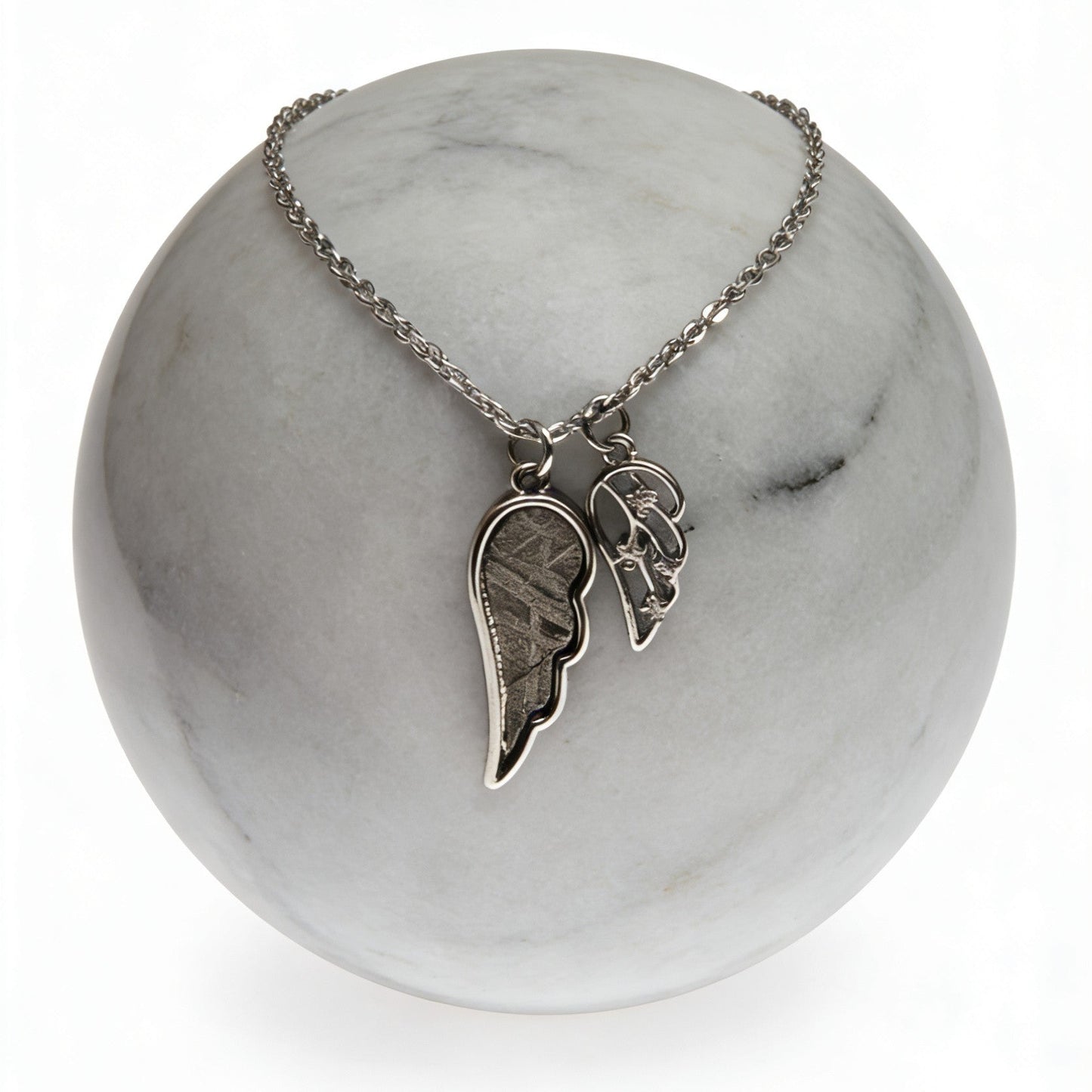 Muonionalusta Meteorite Angel Wing Necklace, Cosmic Pendant