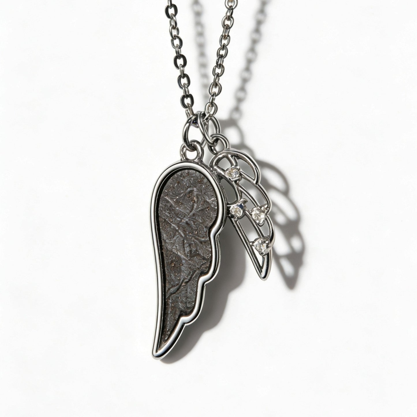 Muonionalusta Meteorite Angel Wing Necklace, Cosmic Pendant