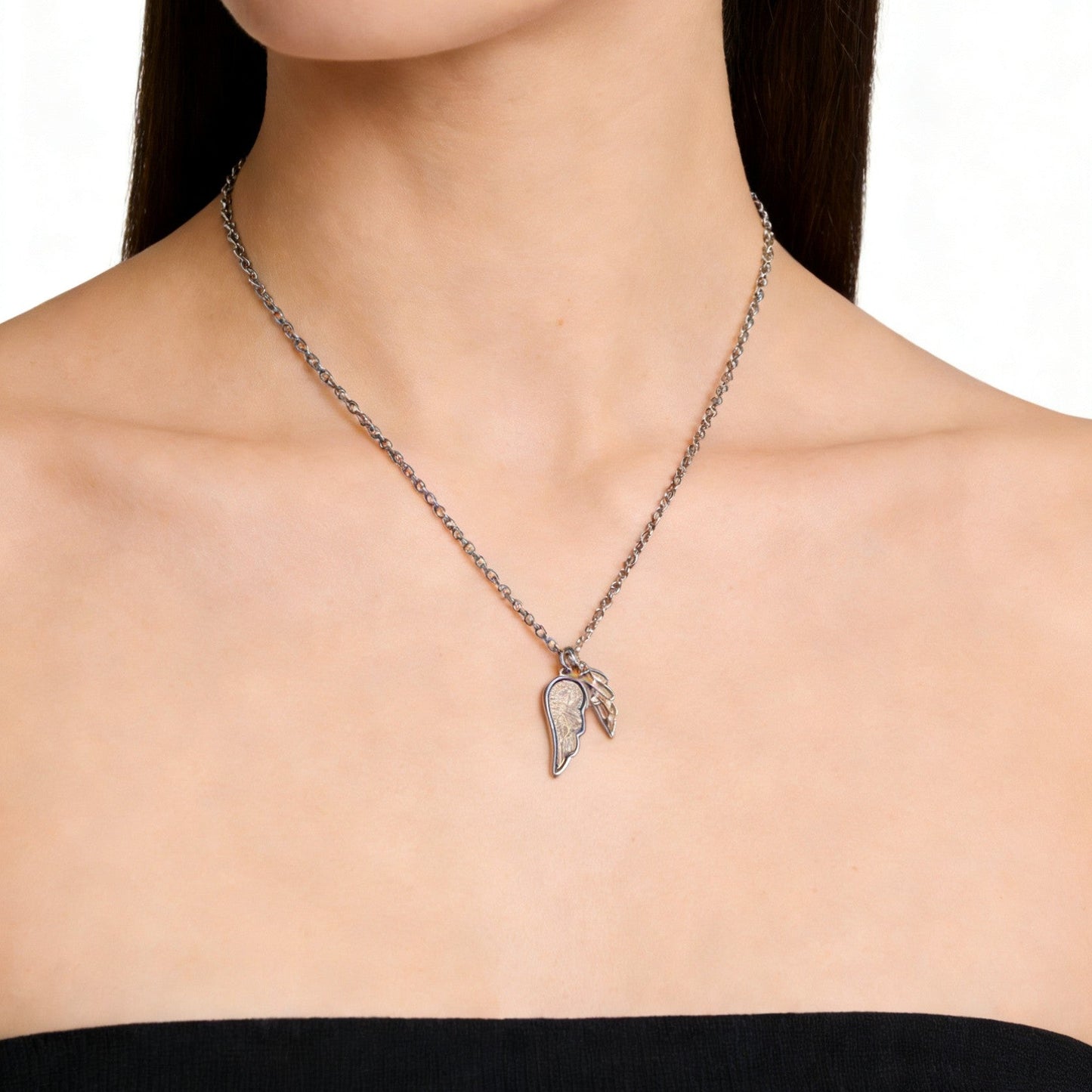Muonionalusta Meteorite Angel Wing Necklace, Cosmic Pendant