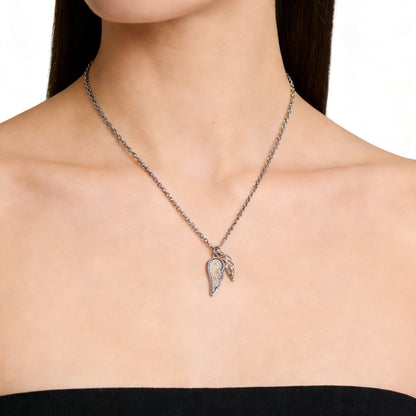 Muonionalusta Meteorite Angel Wing Necklace, Cosmic Pendant