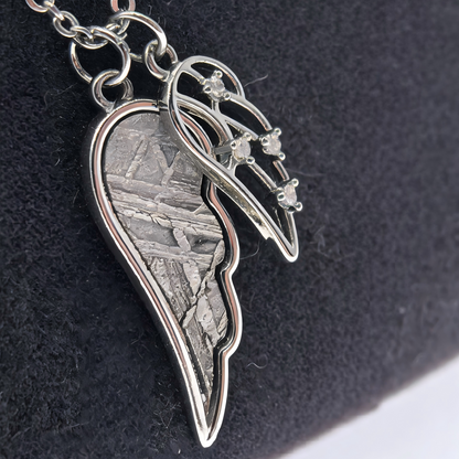 Muonionalusta Meteorite Angel Wing Necklace, Cosmic Pendant