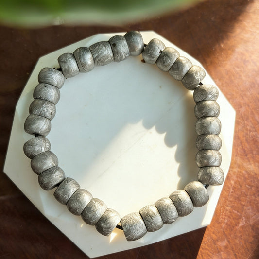 Iron Meteorite Muonionalusta Meteorite Bracelet: 4.5 Billion Year Old Cosmic Jewelry wrist size 19cm