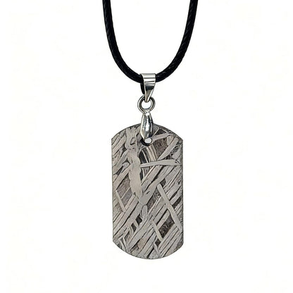 Meteorite Dog Tag Pendant, 4.5 Billion Year Old Space Amulet, Raw Universe Jewelry
