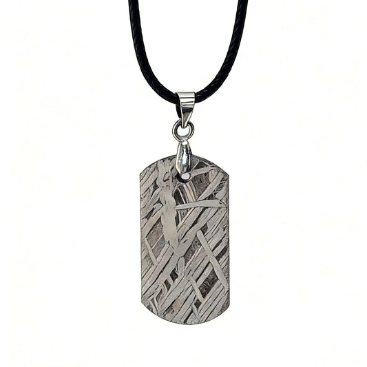 Meteorite Dog Tag Pendant, 4.5 Billion Year Old Space Amulet, Raw Universe Jewelry