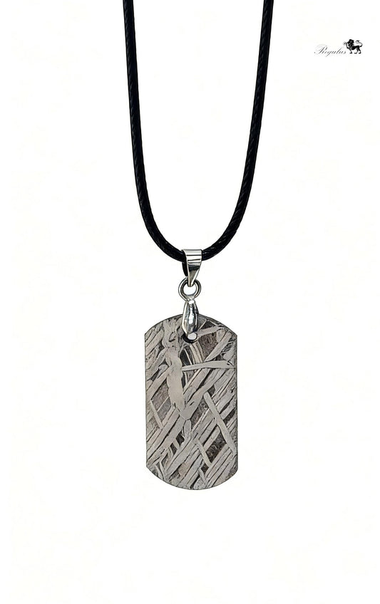 Meteorite Dog Tag Pendant, 4.5 Billion Year Old Space Amulet, Raw Universe Jewelry