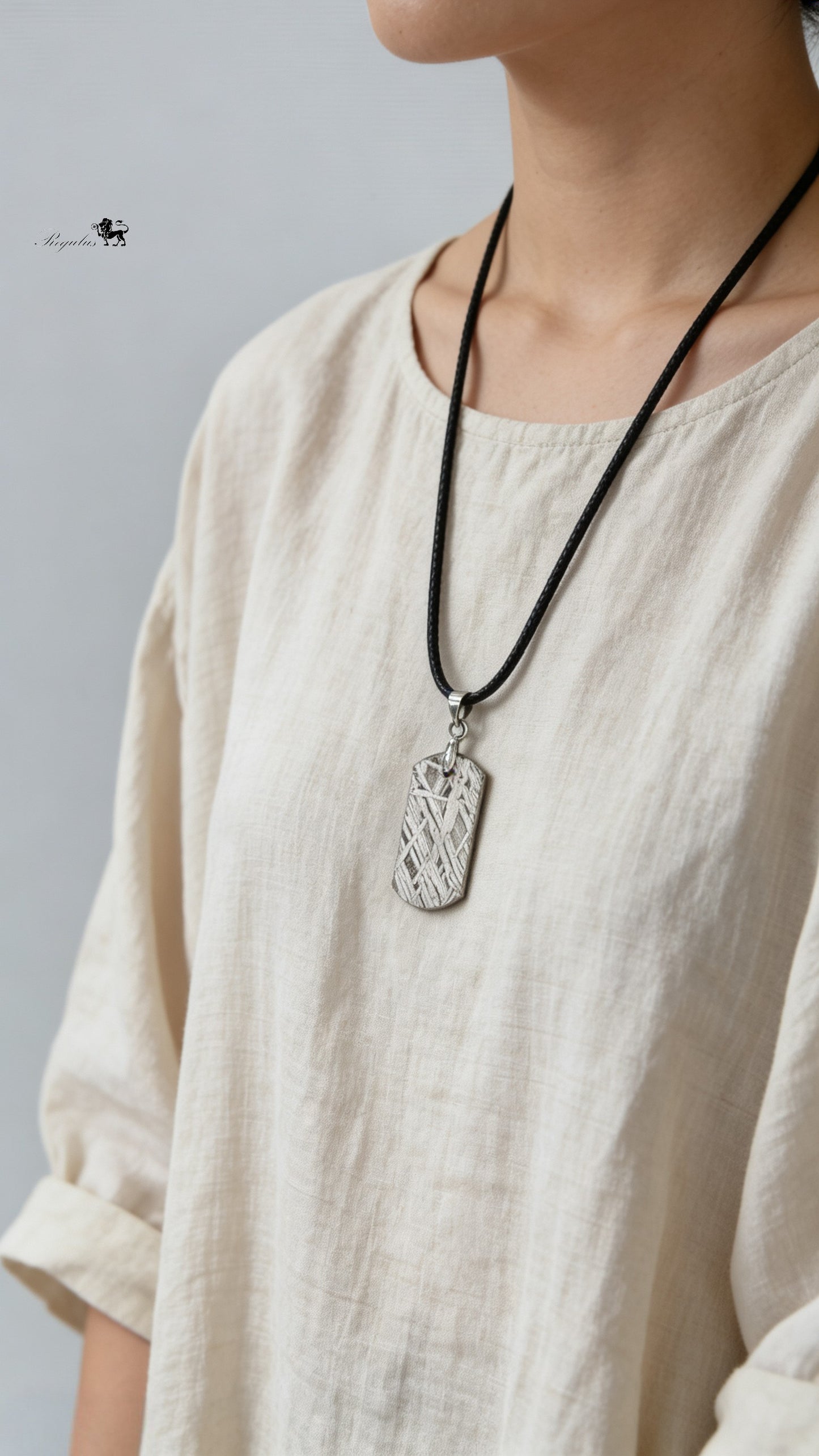 Meteorite Dog Tag Pendant, 4.5 Billion Year Old Space Amulet, Raw Universe Jewelry