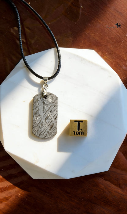 Meteorite Dog Tag Pendant, 4.5 Billion Year Old Space Amulet, Raw Universe Jewelry