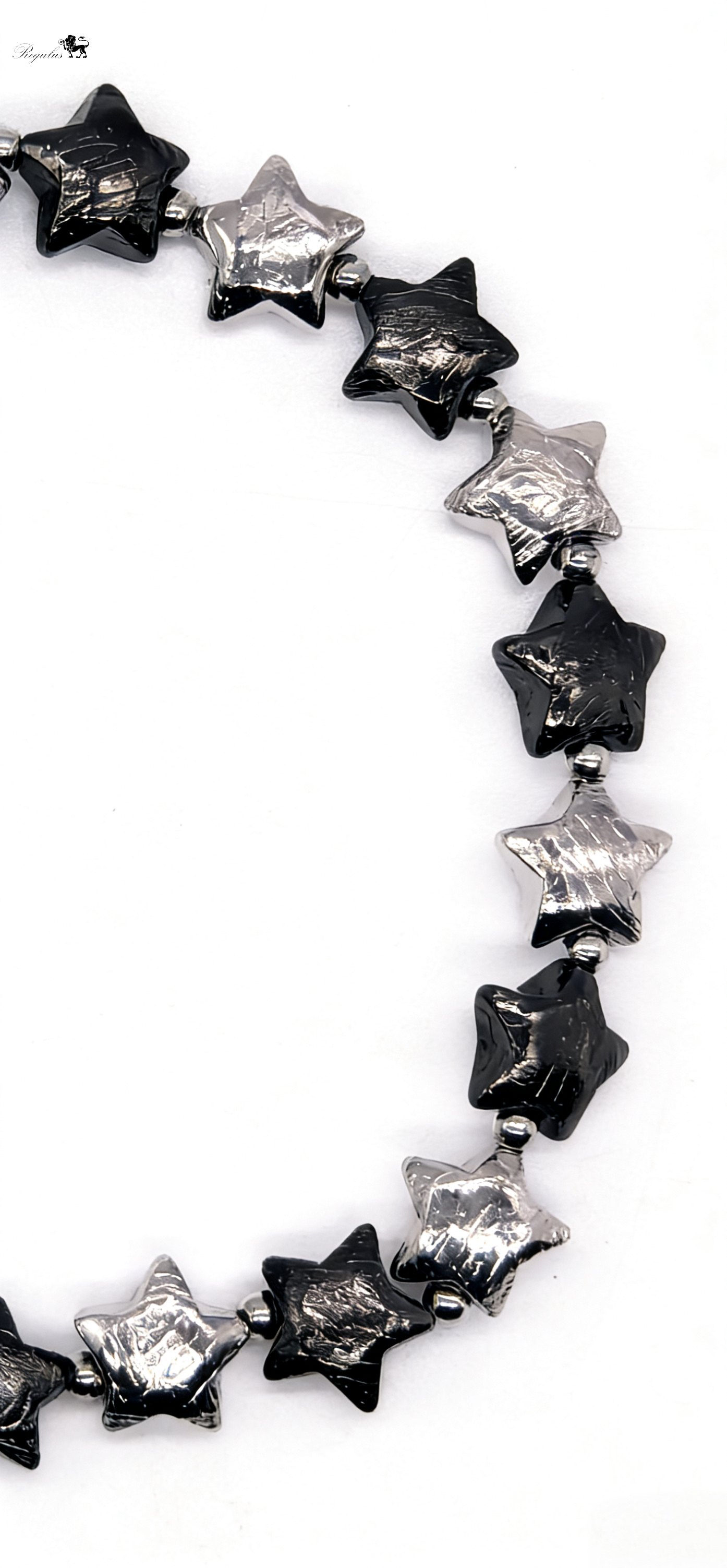 Iron Meteorite Star Bracelet, Cosmic Black Silver Jewelry, Widmanstätten Pattern