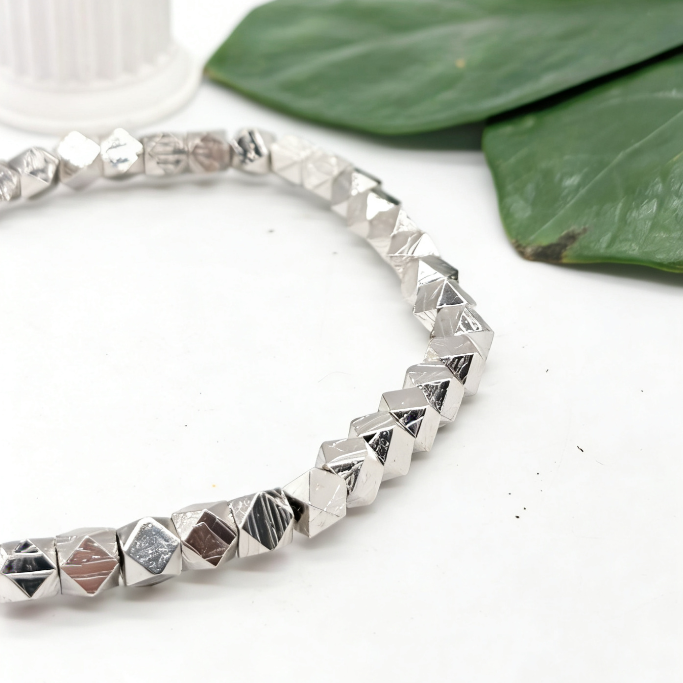 Iron Meteorite Cube Bracelet, 4.5 Billion Year Old Space Rock, Geometric Anniversary Gift
