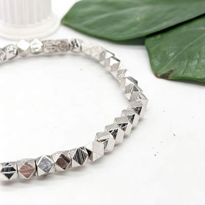 Iron Meteorite Cube Bracelet, 4.5 Billion Year Old Space Rock, Geometric Anniversary Gift