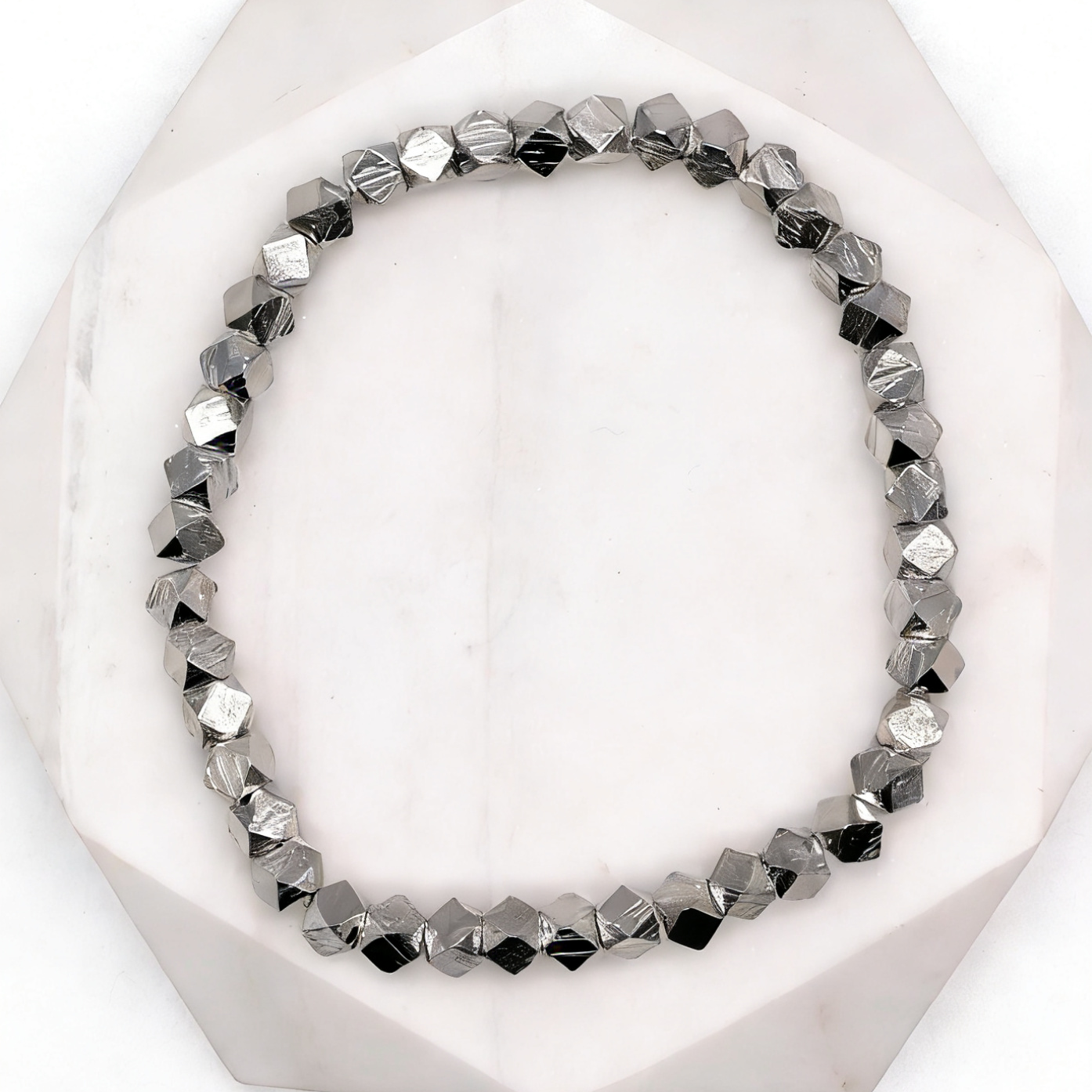 Iron Meteorite Cube Bracelet, 4.5 Billion Year Old Space Rock, Geometric Anniversary Gift
