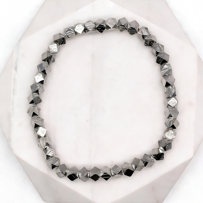 Iron Meteorite Cube Bracelet, 4.5 Billion Year Old Space Rock, Geometric Anniversary Gift