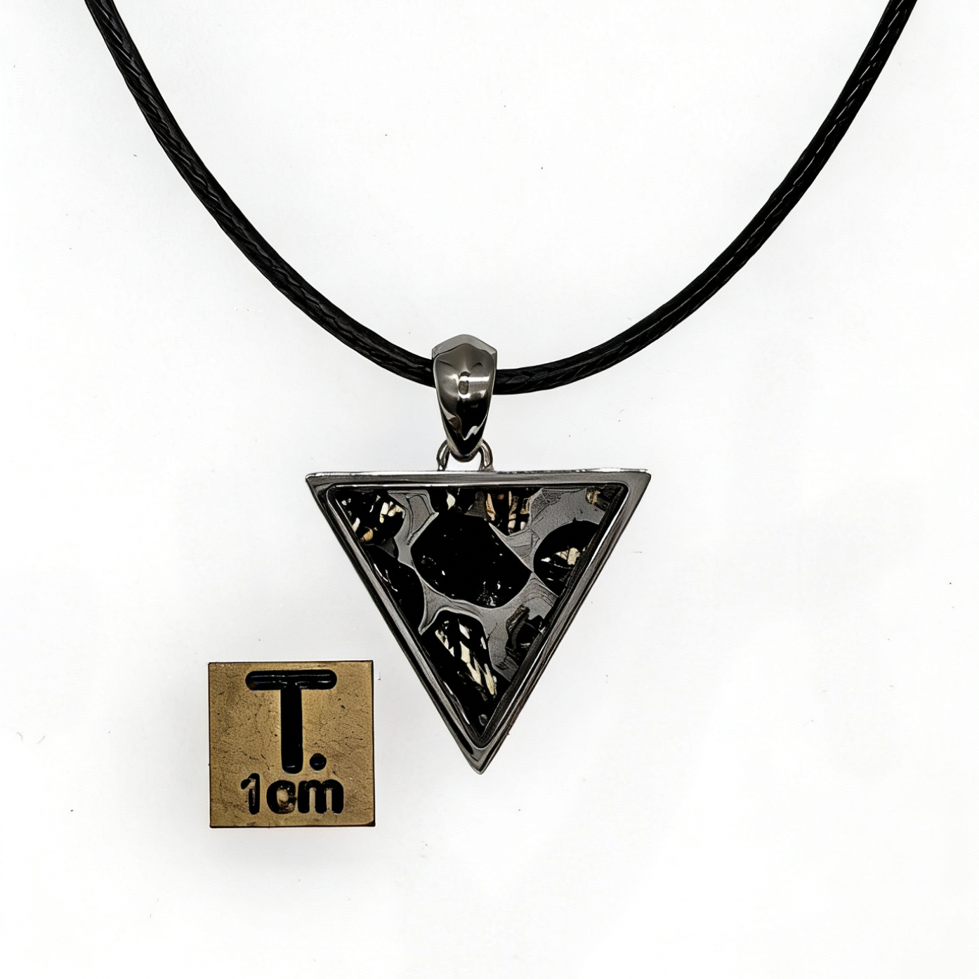 Pallasite Meteorite Triangle Pendant – Cosmic Olivine Crystal Jewelry, Outer Space Gift