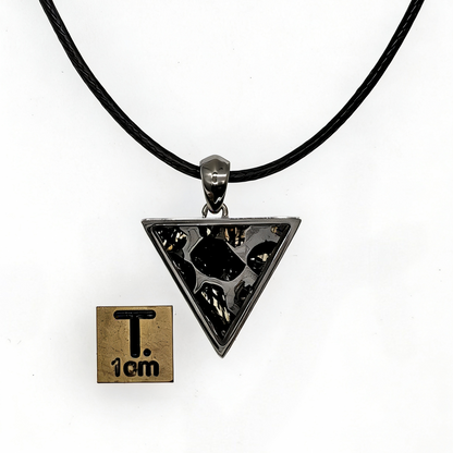 Pallasite Meteorite Triangle Pendant – Cosmic Olivine Crystal Jewelry, Outer Space Gift