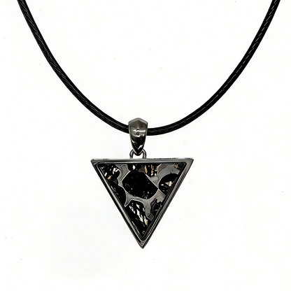 Pallasite Meteorite Triangle Pendant – Cosmic Olivine Crystal Jewelry, Outer Space Gift