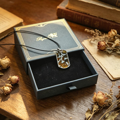 Natural Meteorite Pendant,Pallasite Square Dog Tag Necklace,Around 3.5*2cm,Unique Space Gemstone Jewelry for Men Women