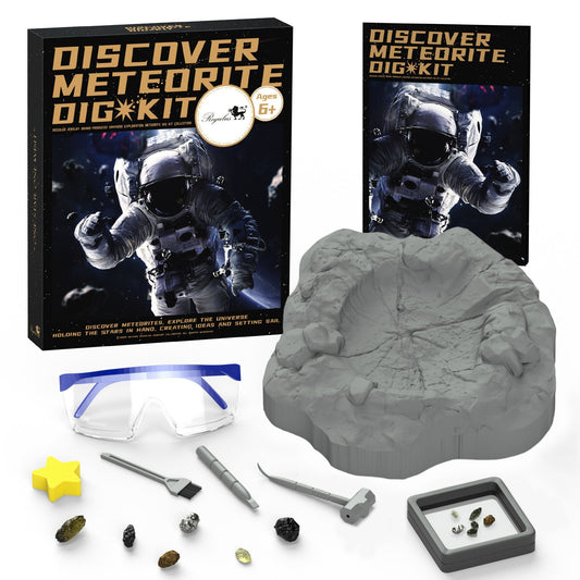 Dig Kit,Children's Toys,Holiday Gifts,Real Meteorite Specimens Including Tektite, Stone Meteorites,Iron Meteorites,STEM Toys