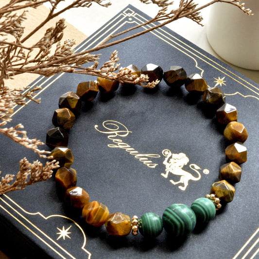 Malachite Bracelet,Tiger's Eye Bracelet,Healing Meditation Balance facet Bracelet-Spiritual Protection Inner Peace Anxiety Relief Gift