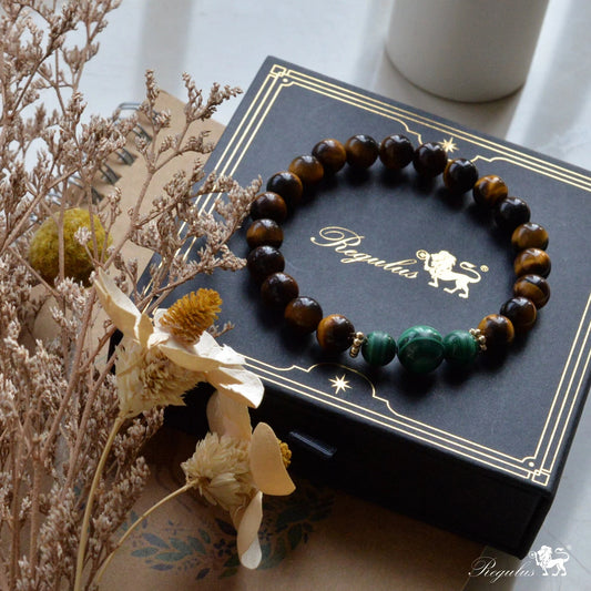Malachite Beads Bracelet,Tiger's Eye Bracelet,Healing Meditation Balance Bracelet-Spiritual Protection Inner Peace Anxiety Relief Gift