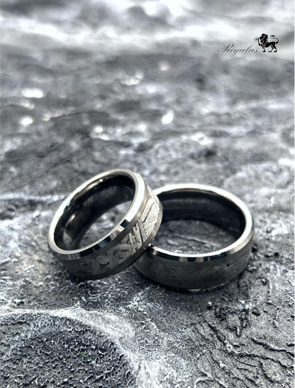Iron Meteorite Tungsten Ring for Men and Women,space gift