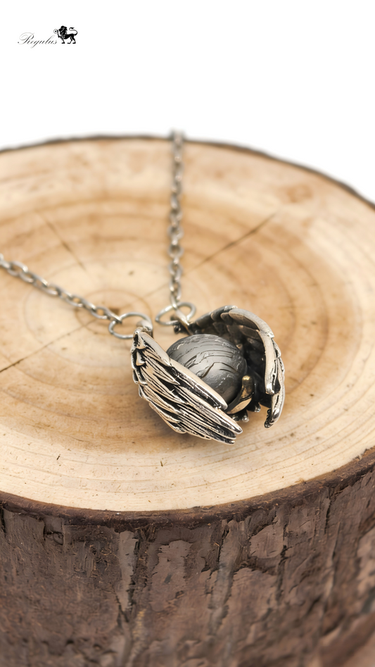 Iron Meteorite Wing Pendant, Stainless Steel, Cosmic Strength Jewelry