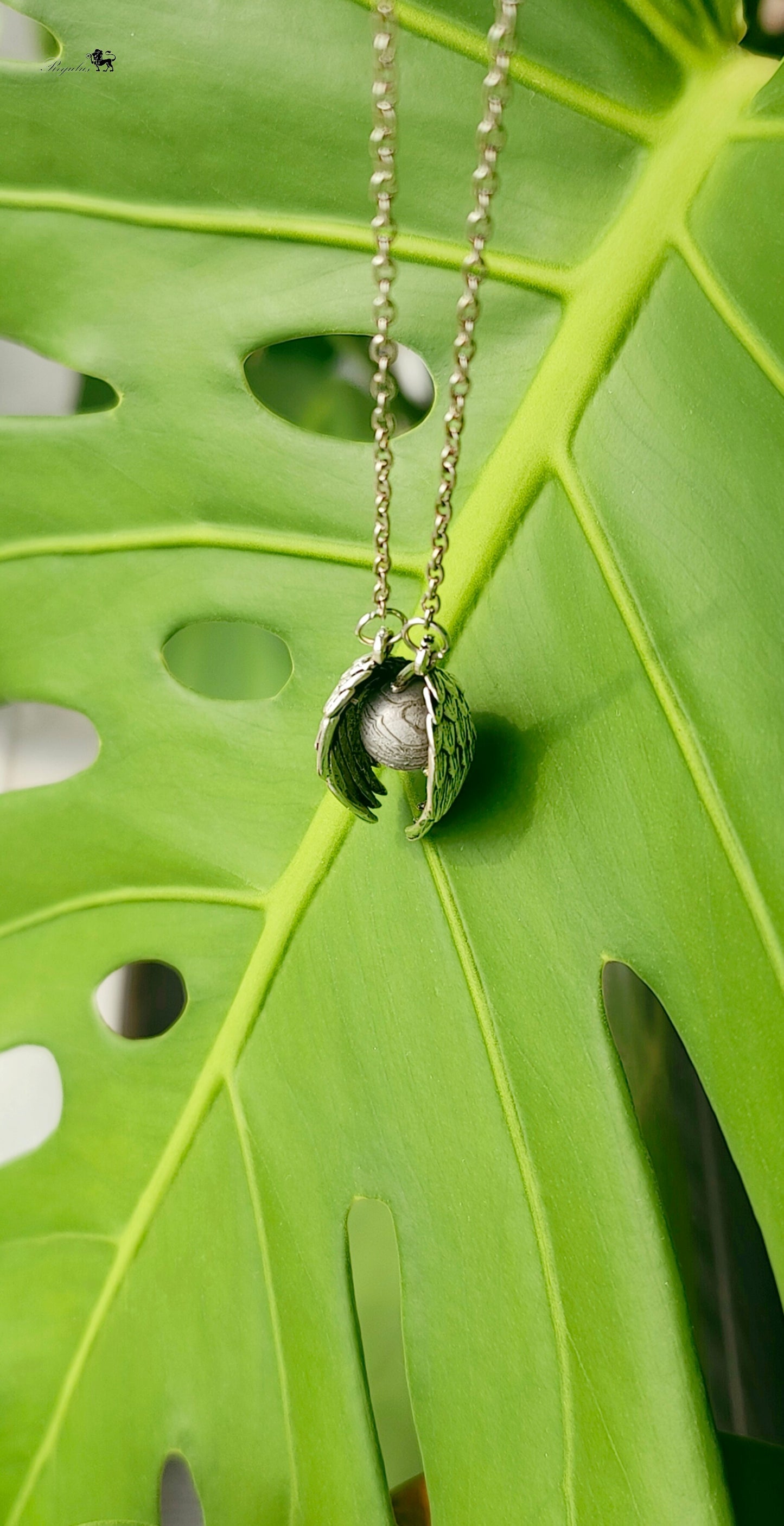 Iron Meteorite Wing Pendant, Stainless Steel, Cosmic Strength Jewelry