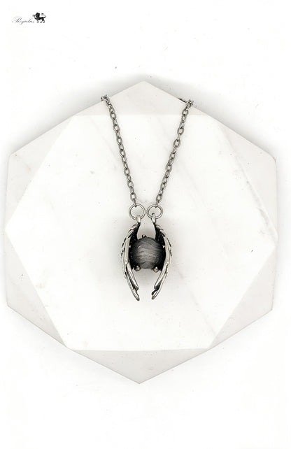 Iron Meteorite Wing Pendant, Stainless Steel, Cosmic Strength Jewelry