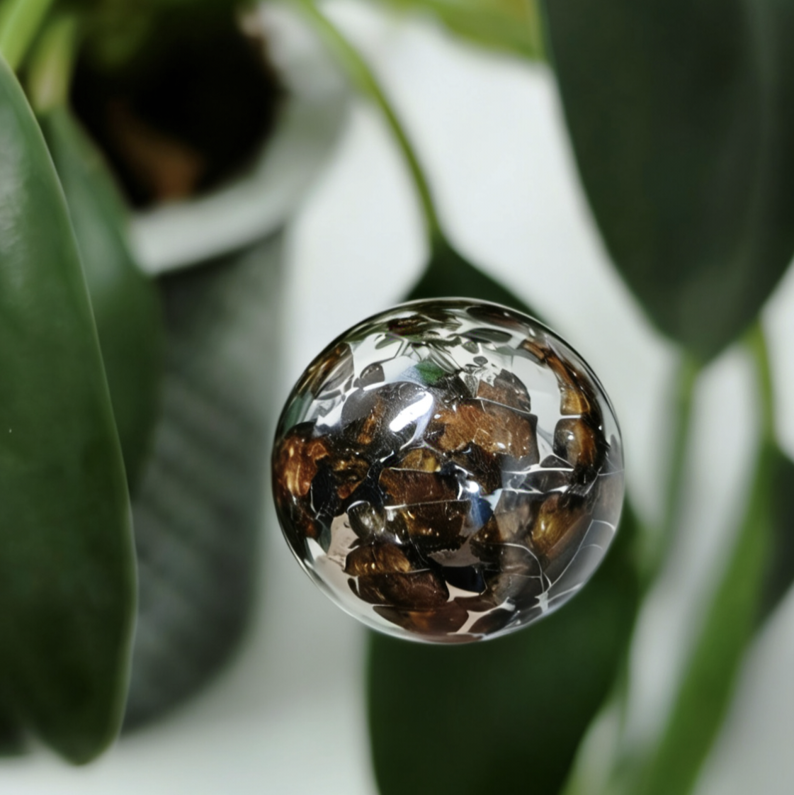 Pallasite Meteorite Ball, Around 2.5cm, Cosmic Gift,Space Rock Crystal Ball,Mineral Specimen