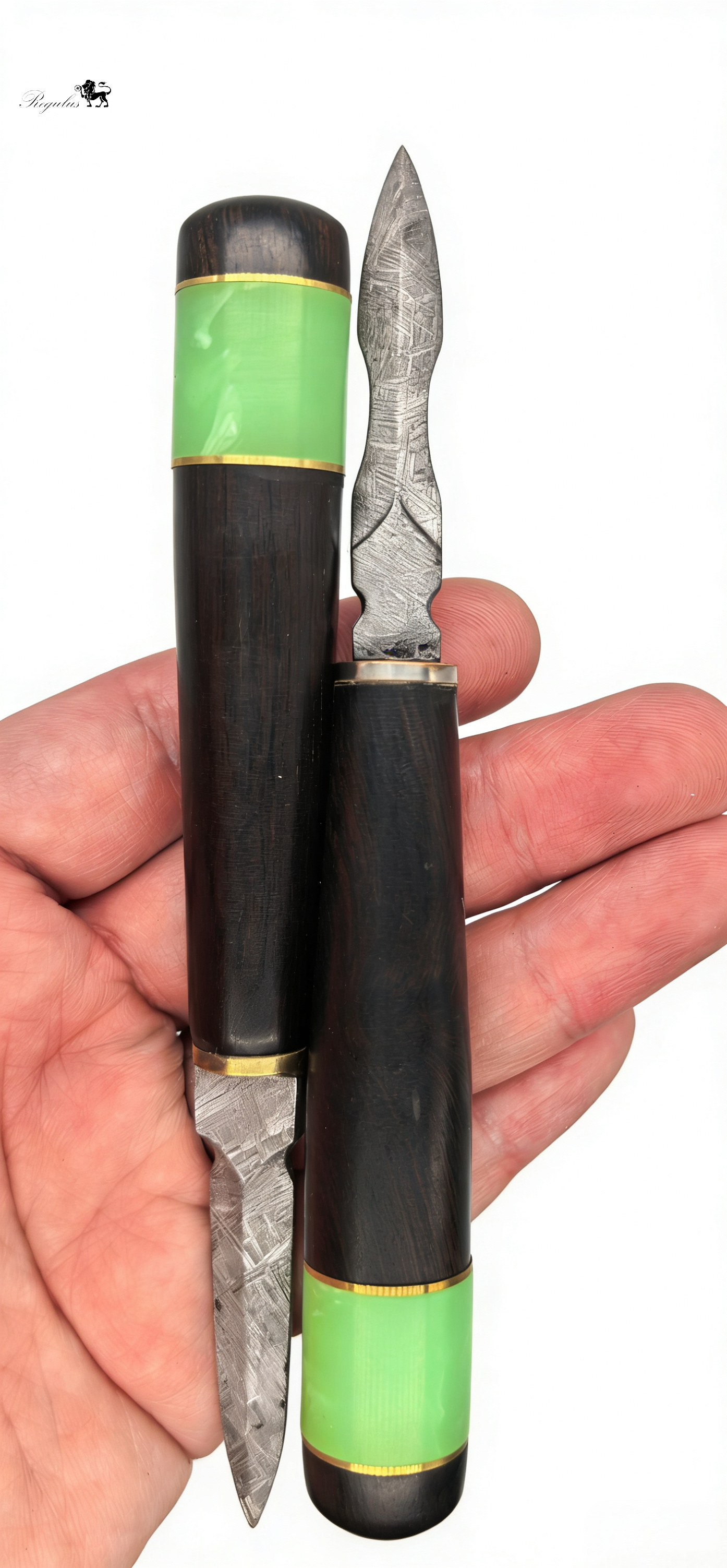 Handmade Muonionalusta Meteorite Tea Knife, Cosmic Widmanstätten Pattern, Natural Wood Handle,Around 16cm