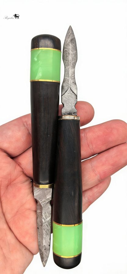 Handmade Muonionalusta Meteorite Tea Knife, Cosmic Widmanstätten Pattern, Natural Wood Handle,Around 16cm