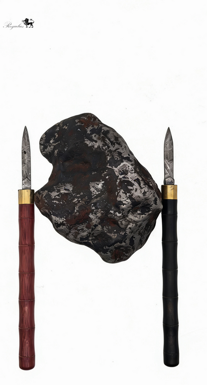 Handmade Muonionalusta Meteorite Tea Knife, Cosmic Widmanstätten Pattern, Natural Wood Handle,Around 16cm