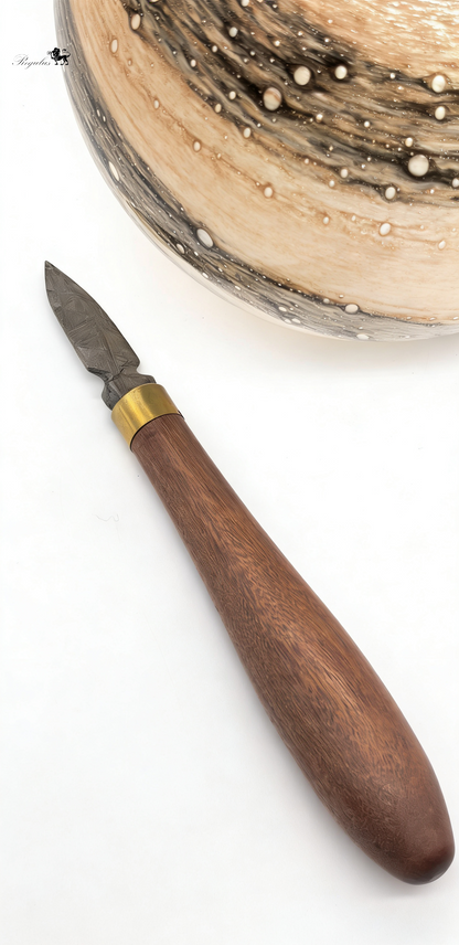 Handmade Muonionalusta Meteorite Tea Knife, Cosmic Widmanstätten Pattern, Natural Wood Handle,Around 16cm