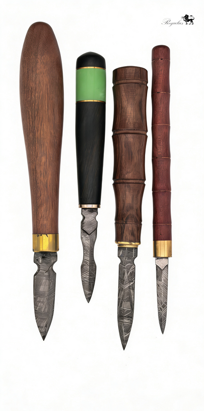 Handmade Muonionalusta Meteorite Tea Knife, Cosmic Widmanstätten Pattern, Natural Wood Handle,Around 16cm
