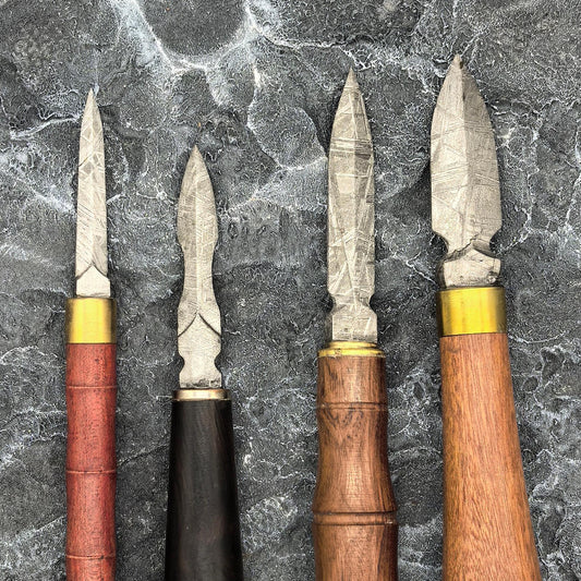 Handmade Muonionalusta Meteorite Tea Knife, Cosmic Widmanstätten Pattern, Natural Wood Handle,Around 16cm