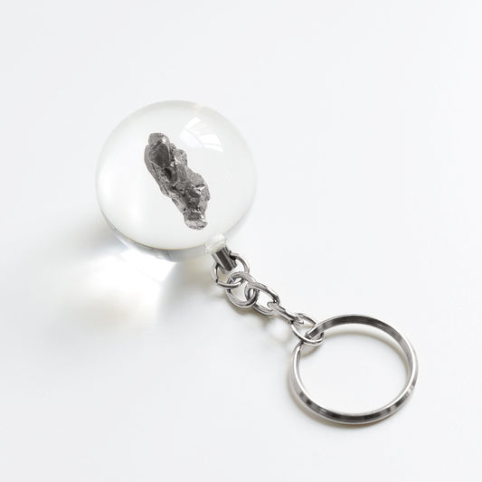 Meteorite Key chain,Campo Del Cielo iron meteorite Inside Crystal Ball,Outer Space Gift