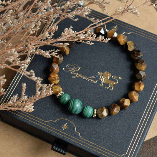 Malachite Bracelet,Tiger's Eye Bracelet,Healing Meditation Balance facet Bracelet-Spiritual Protection Inner Peace Anxiety Relief Gift