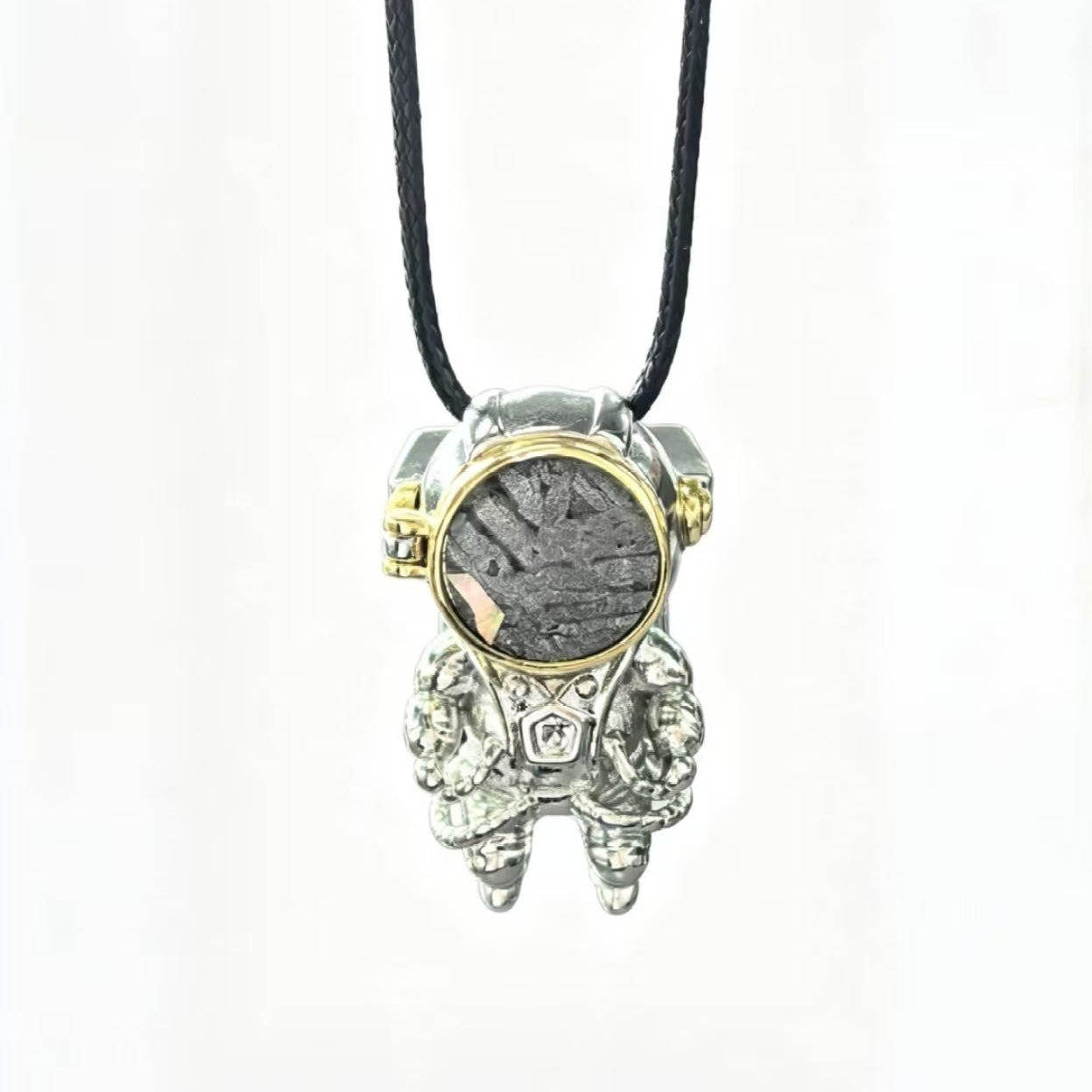 stronomy Lover Gift,3.3*1.8*1.5cm, Iron Meteorite Abalone Shell Astronaut Necklace, Unique Boyfriend Birthday Anniversary Spaceman Pendant