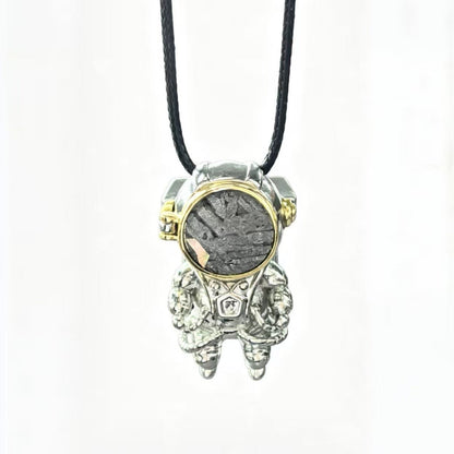 stronomy Lover Gift,3.3*1.8*1.5cm, Iron Meteorite Abalone Shell Astronaut Necklace, Unique Boyfriend Birthday Anniversary Spaceman Pendant