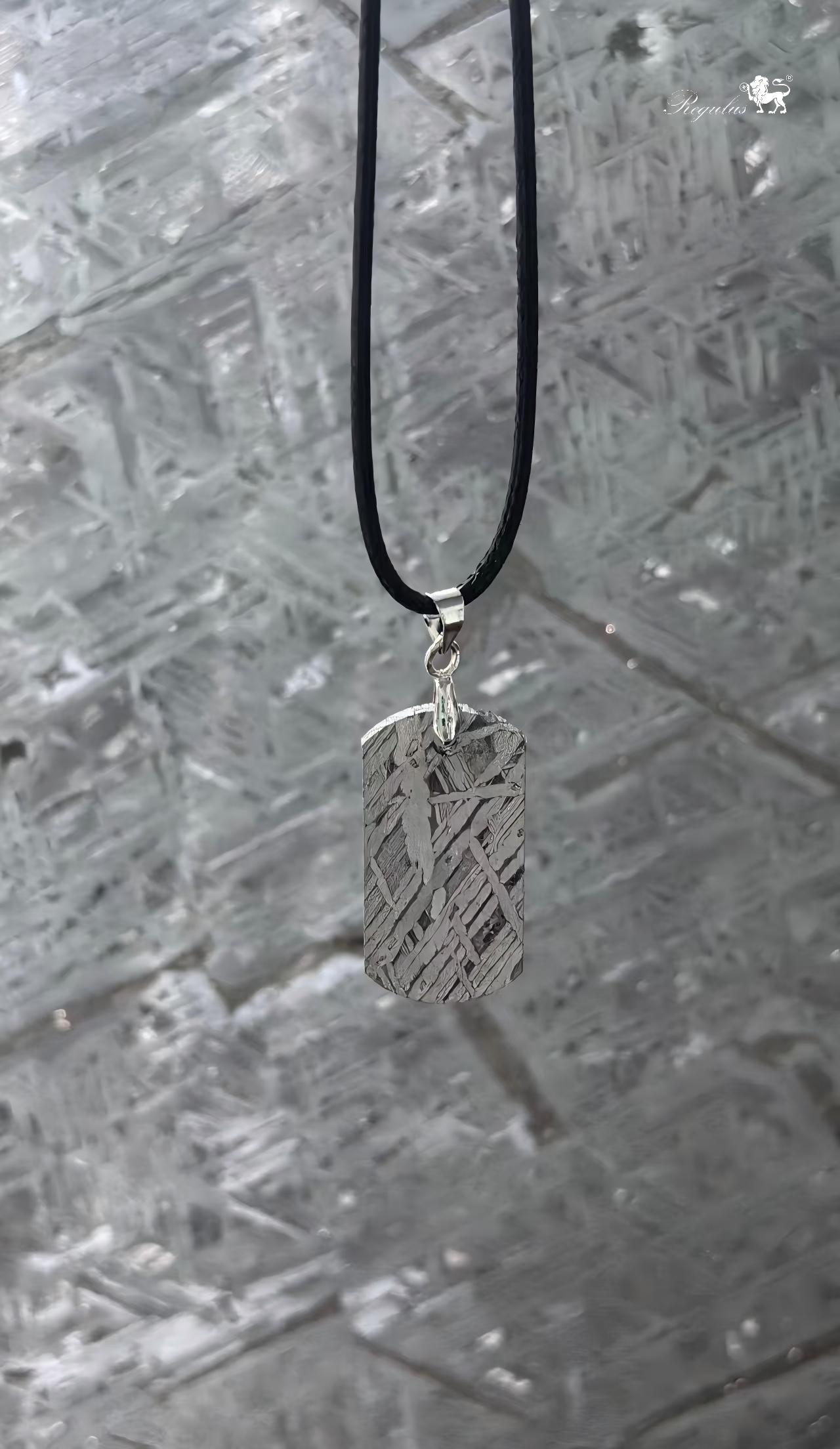 Meteorite Dog Tag Pendant, 4.5 Billion Year Old Space Amulet, Raw Universe Jewelry