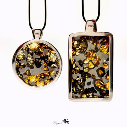 Pallasite Meteorite Pendant: Olive Green Crystal, 4.5 Billion Year Old Gem