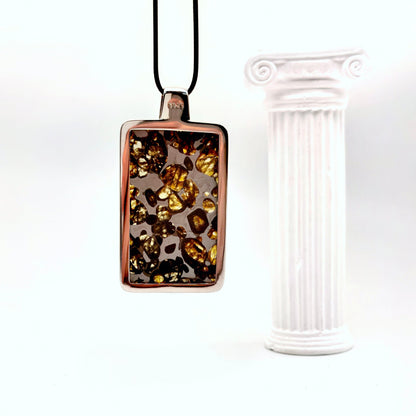 Pallasite Meteorite Pendant: Olive Green Crystal, 4.5 Billion Year Old Gem