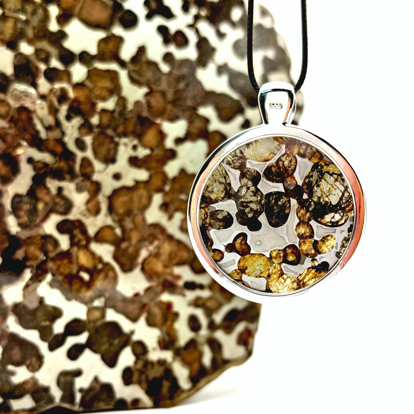 Pallasite Meteorite Pendant: Olive Green Crystal, 4.5 Billion Year Old Gem